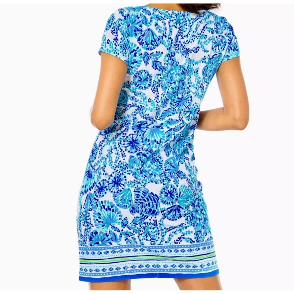 Lilly Pulitzer UPF 50+ Sophiletta Dress, Turquoise Oasis Shell Me You Love Me, L - Picture 10 of 14